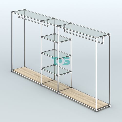 Островная торговая система ХРОМ 3600 мм с поручнями №12