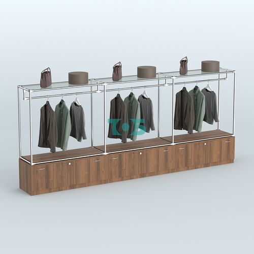 Островная торговая система ХРОМ 3600 мм с тумбами Т11 и поручнями №1