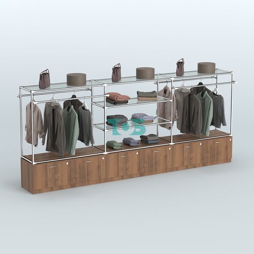 Островная торговая система ХРОМ 3600 мм с тумбами Т15 и поручнями №3