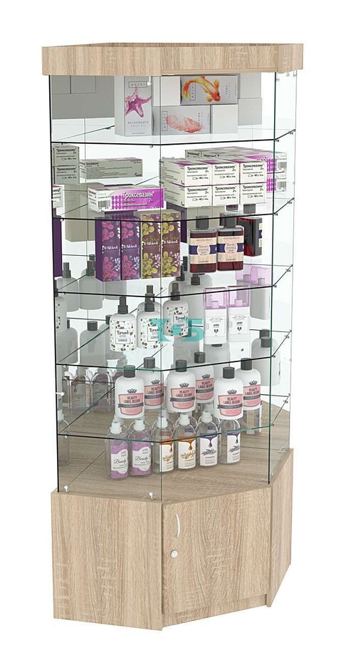 Витрина "Истра" угловая №9114, пятигранная, (З.С-зеркало), без дверей