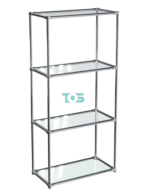 Хромированный стеллаж СТИЛЬ №1а-1 с прозрачными полками