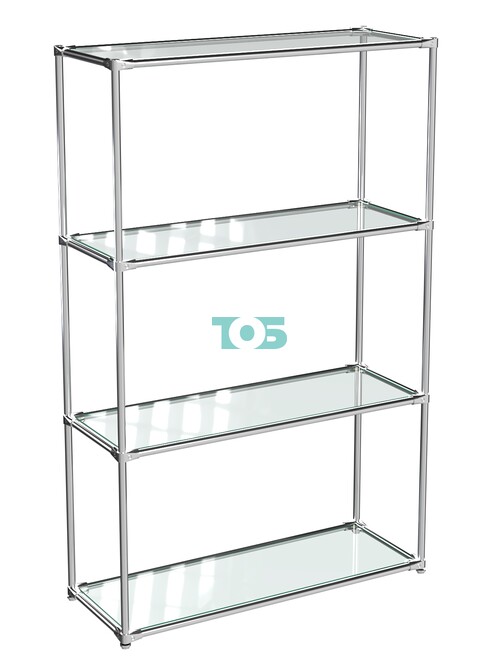 Хромированный стеллаж СТИЛЬ №1г с полками Стекло прозрачное 6 мм