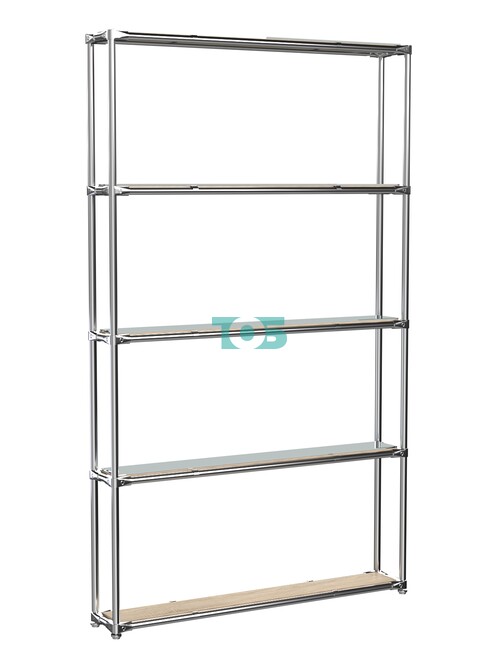 Торговый хромированный стеллаж с зеркальными полками №2