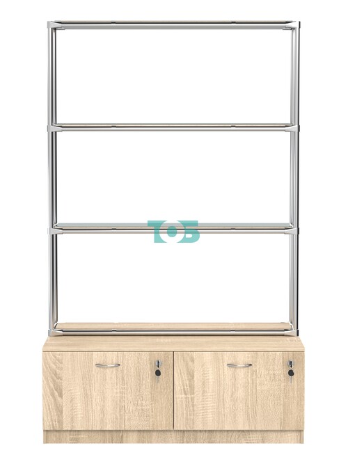 Хромированный стеллаж с зеркальными полками №1 с тумбой Т-15