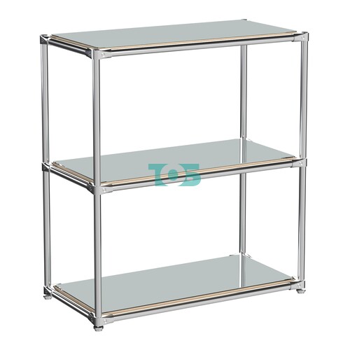 Хромированный стеллаж СТИЛЬ №3а-4 с блестящими полками из зеркал