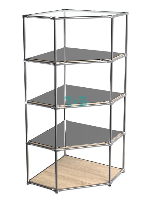 Угловой стеллаж Хром №4 с полками Зеркало 4 мм