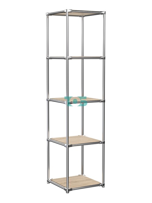 Торговый хромированный стеллаж с полками ДСП №1