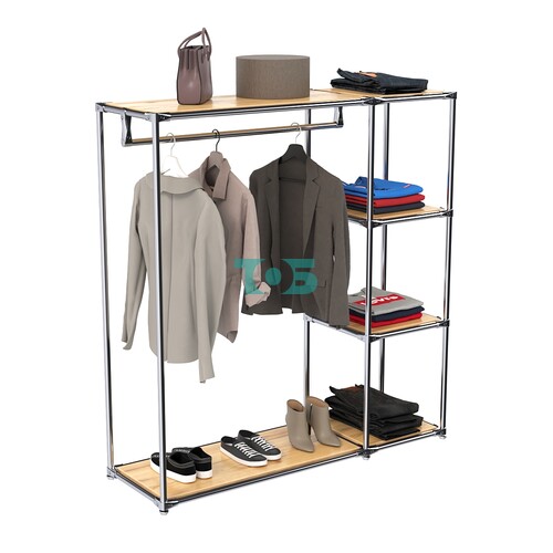 Хромированный стенд-вешало TD-40 №1-3 Хром с полками ДСП 16мм