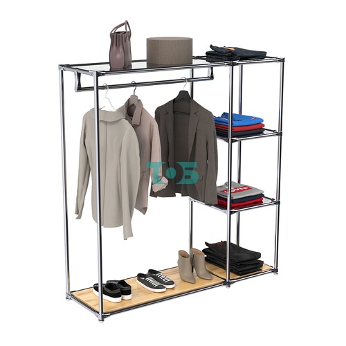 Хромированный стенд-вешало TD-40 №1-4 Хром с полкой Зеркало 4мм