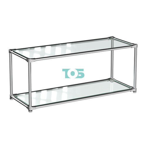 Хромированный стол-стеллаж СТИЛЬ №4г с прозрачным верхом