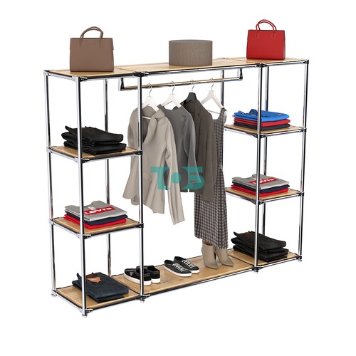 Хромированный стенд-вешало TD-44 №1-3 Хром с полками ДСП 16мм