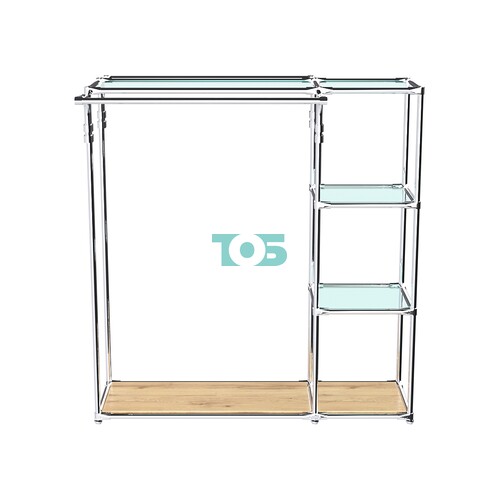 Хромированный стенд-вешало TD-42 №1-1 Хром (с прозрачными полками стекло 6мм)