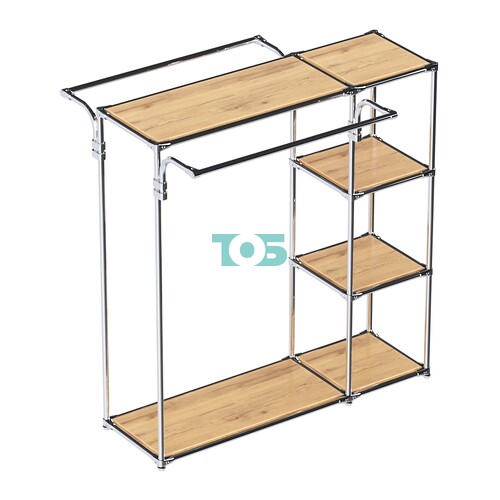 Хромированный стенд-вешало TD-42 №1-3 Хром с полками ДСП 16мм