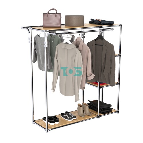 Хромированный стенд-вешало TD-42 №1-3 Хром с полками ДСП 16мм