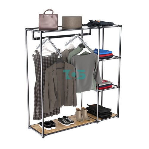 Хромированный стенд-вешало TD-43 №1-4 Хром с полками Зеркало 4мм