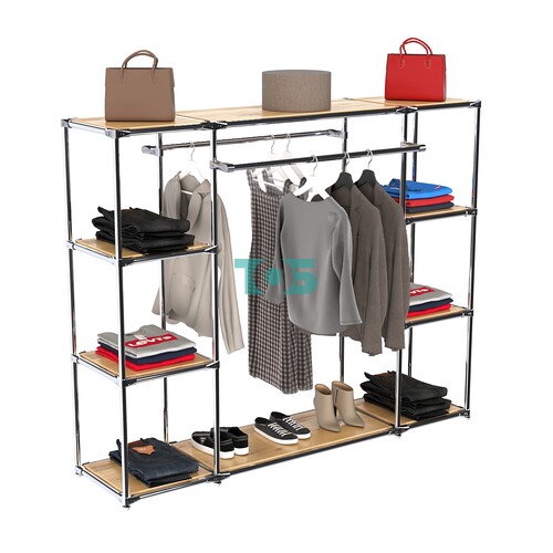 Хромированный стенд-вешало TD-45 №1-3 Хром с полками ДСП 16мм