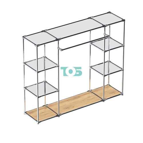 Хромированный стенд-вешало TD-45 №1-4 Хром с полками Зеркало 4мм