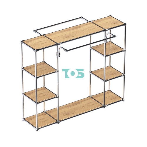 Хромированный стенд-вешало TD-46 №1-3 Хром с полками ДСП 16мм