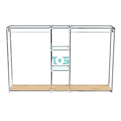 Хромированный стенд-вешало TD-48 №1-1 Хром (с прозрачными полками стекло 6мм)