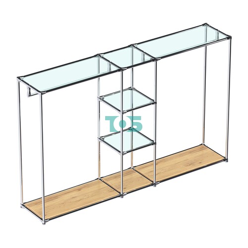 Хромированный стенд-вешало TD-48 №1-1 Хром (с прозрачными полками стекло 6мм)