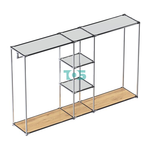 Хромированный стенд-вешало TD-48 №1-4 Хром с полками Зеркало 4мм