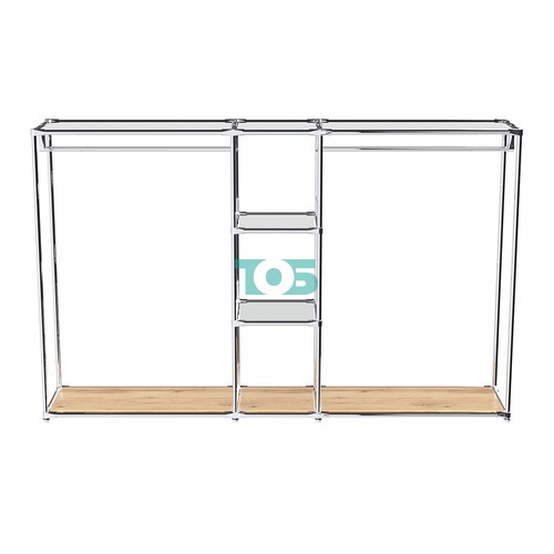 Хромированный стенд-вешало TD-48 №1-4 Хром с полками Зеркало 4мм