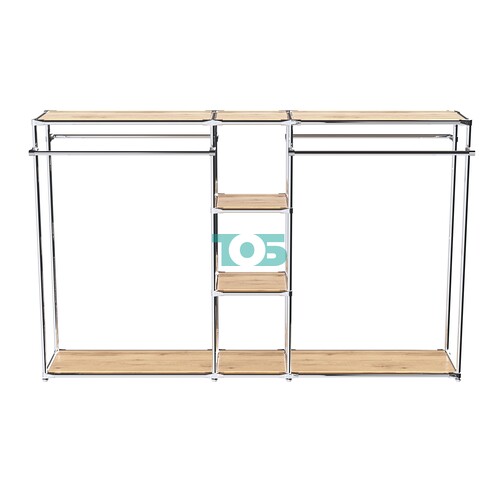 Хромированный стенд-вешало TD-49 №1-3 Хром с полками ДСП 16мм