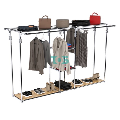 Хромированный стенд-вешало TD-50 №1-4 Хром с полками Зеркало 4мм