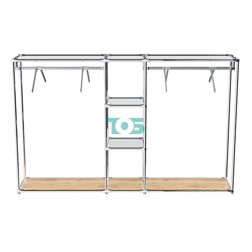 Хромированный стенд-вешало TD-51 №1-4 Хром с полками Зеркало 4мм