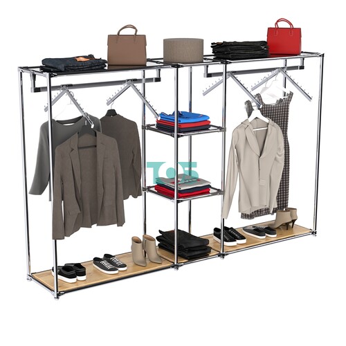 Хромированный стенд-вешало TD-51 №1-4 Хром с полками Зеркало 4мм