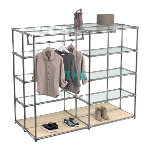 Хромированное вешало ПЛАТФОРМА №1-1 с полками стекло 6мм