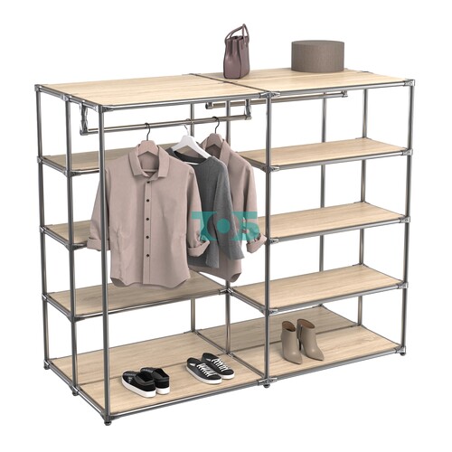 Хромированное вешало ПЛАТФОРМА №1-3 с полками ДСП 16мм