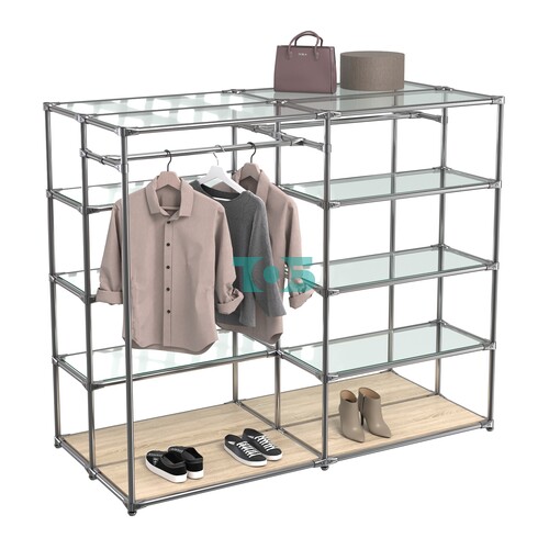 Хромированное вешало ПЛАТФОРМА №2-1 с полками стекло 6мм