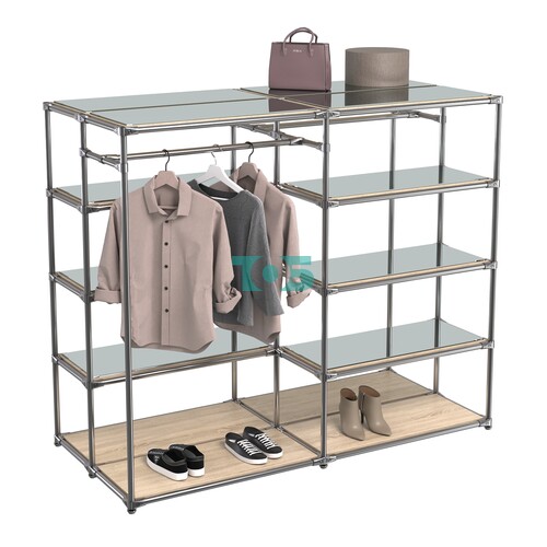 Хромированное вешало ПЛАТФОРМА №2-4 с зеркальными полками 4мм