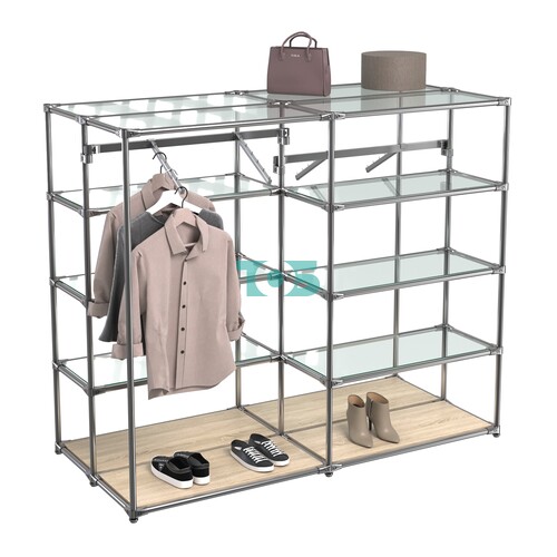 Хромированное вешало ПЛАТФОРМА №3-1 с полками стекло 6мм