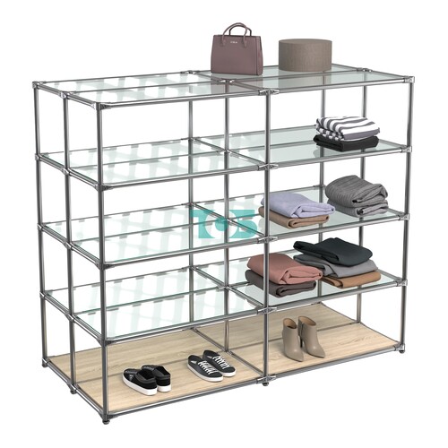 Хромированное вешало ПЛАТФОРМА №4-1 с полками стекло 6мм