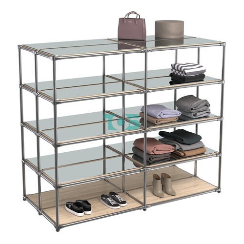 Хромированное вешало ПЛАТФОРМА №4-4 с зеркальными полками 4мм