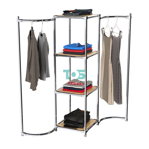 Хромированное вешало ВОЛНА №1-3 с полками ДСП 16мм