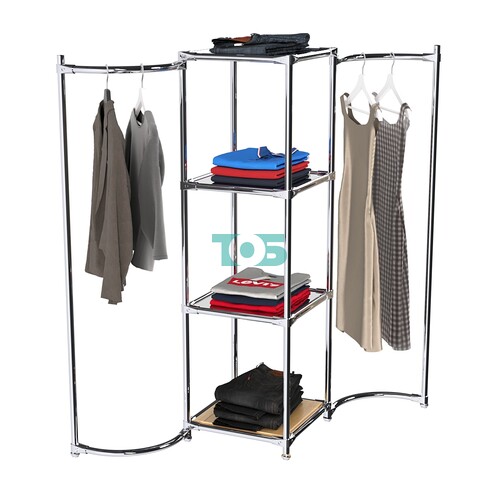 Хромированное вешало ВОЛНА №1-4 с зеркальными полками 4мм