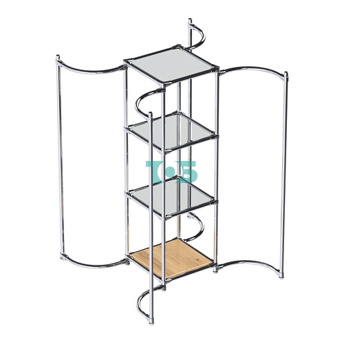 Хромированное вешало ВОЛНА №4-4 с зеркальными полками 4мм