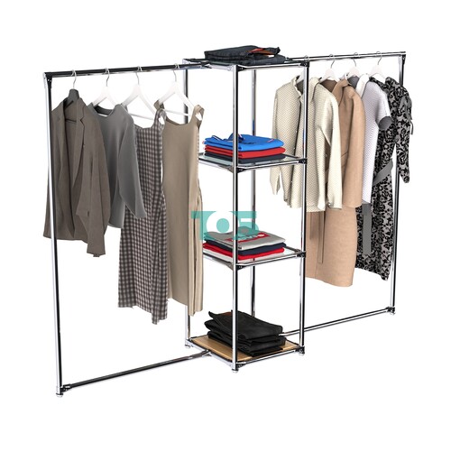 Хромированное вешало ЛИНИЯ №2-1 с полками стекло 6 мм