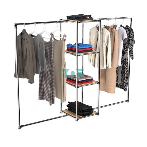 Хромированное вешало ЛИНИЯ №2-3 с полками ДСП 16 мм