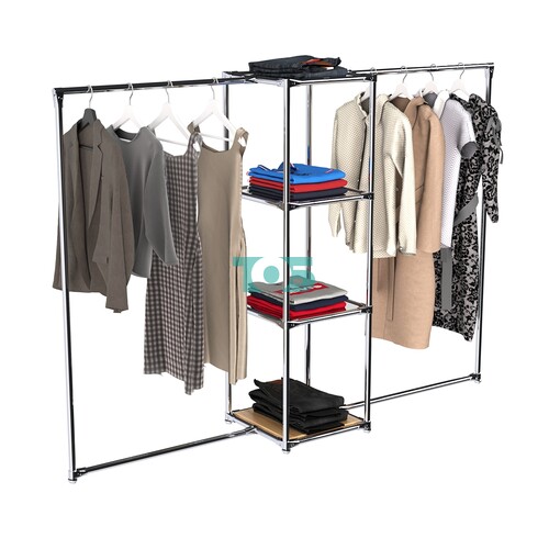 Хромированное вешало ЛИНИЯ №2-4 с зеркальными полками 4 мм