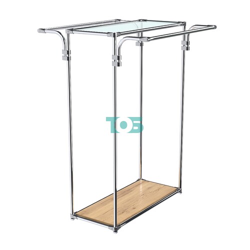 Хромированный стенд-вешало TD-11 №1-1 с полкой стекло 6мм