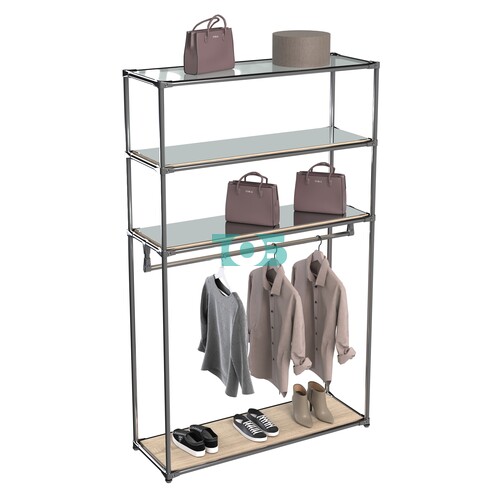 Хромированное вешало БАШНЯ №6-4 с полками Зеркало 4мм