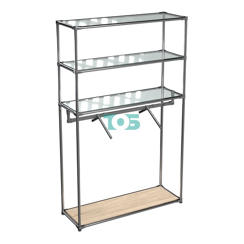 Хромированное вешало БАШНЯ №7-1 с полками Стекло 6мм (прозрачное)