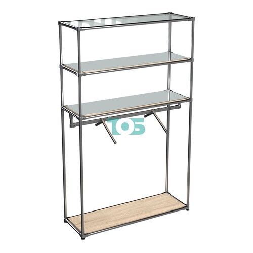 Хромированное вешало БАШНЯ №7-4 с полками Зеркало 4мм