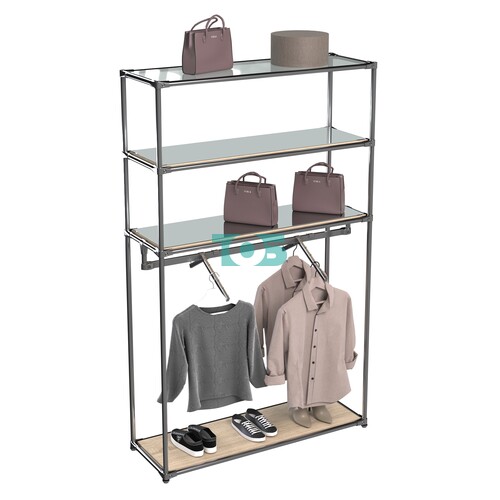 Хромированное вешало БАШНЯ №7-4 с полками Зеркало 4мм