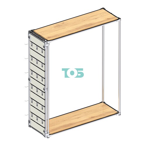 Хромированный стенд-вешало ETD-10 №1-3 (торец-ЭП) с полками ДСП 16мм