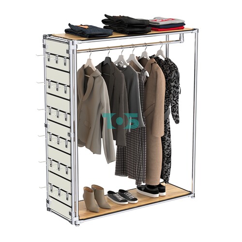 Хромированный стенд-вешало ETD-10 №1-3 (торец-ЭП) с полками ДСП 16мм